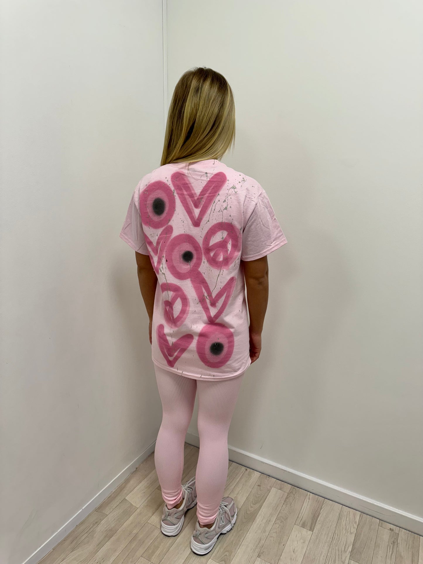 Pink Evil Eye/Peace/Heart Pink T-Shirt And Legging Set