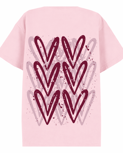 Burgundy Heart Printed T-shirt Adult