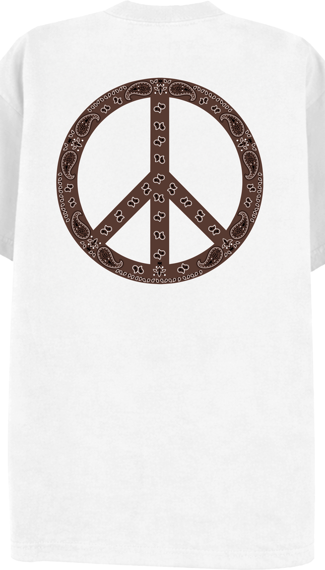 Paisley Peace T Shirt Brown – adult printed t-shirt by Miss Runway