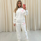 Pink Heart Graffiti Hooded Tracksuit White