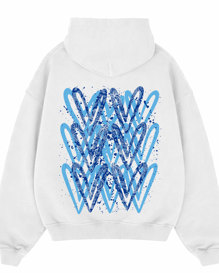 Royal Blue Paisley Heart Printed Hoodie Adults