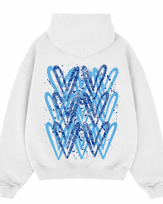 Royal Blue Paisley Heart Printed  Hoodie Kids