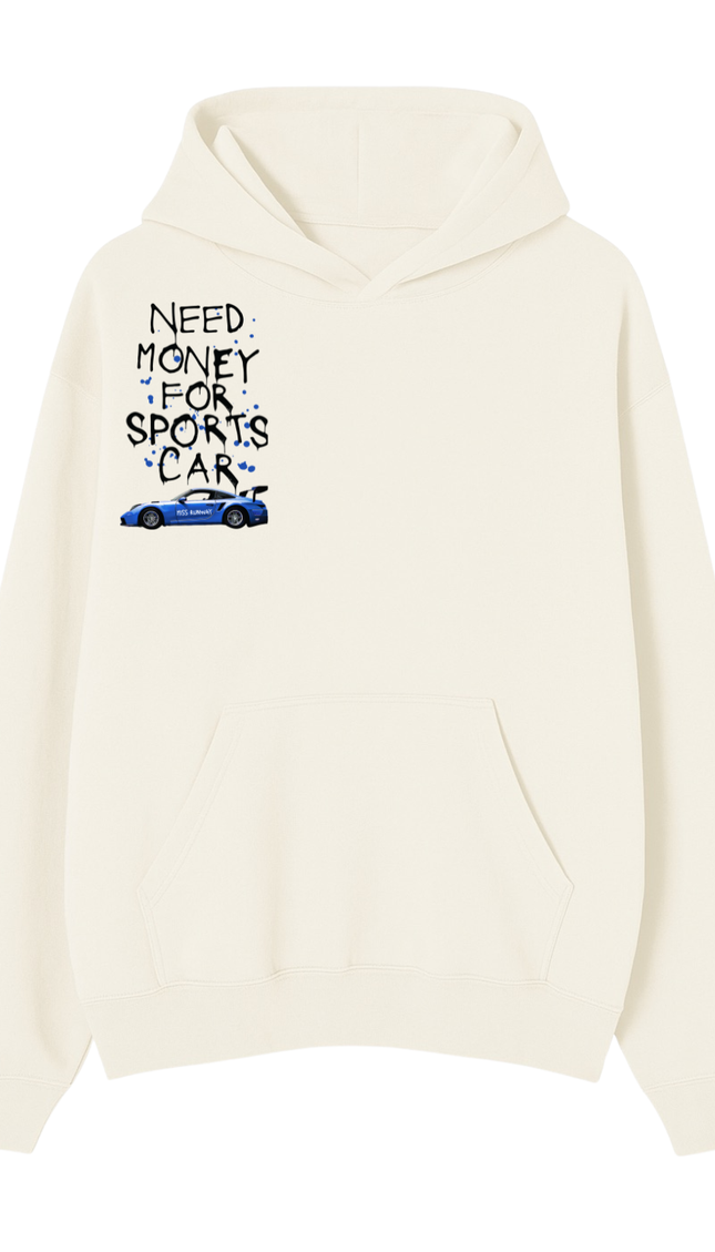 Need Money For Sports Car Royal Blue Hoodie by Miss Runway – image 2