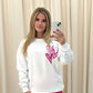 Miss Runway Pink Heart Graffiti Sweatshirt White