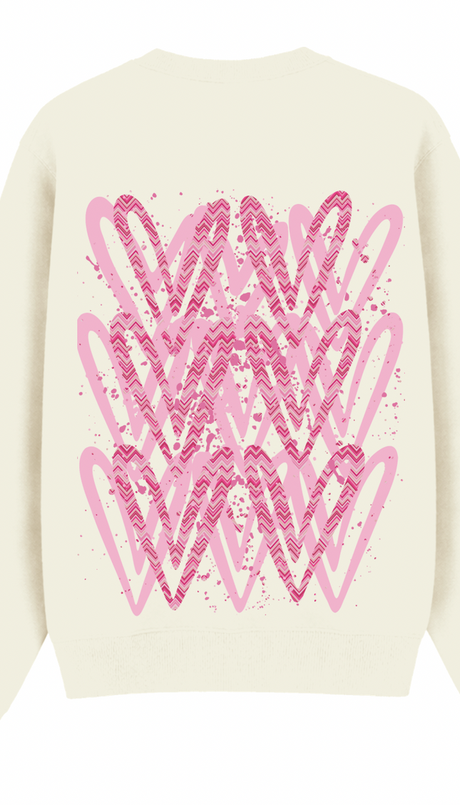 Hot Pink Zig Zag Heart Printed Sweatshirt – image 5