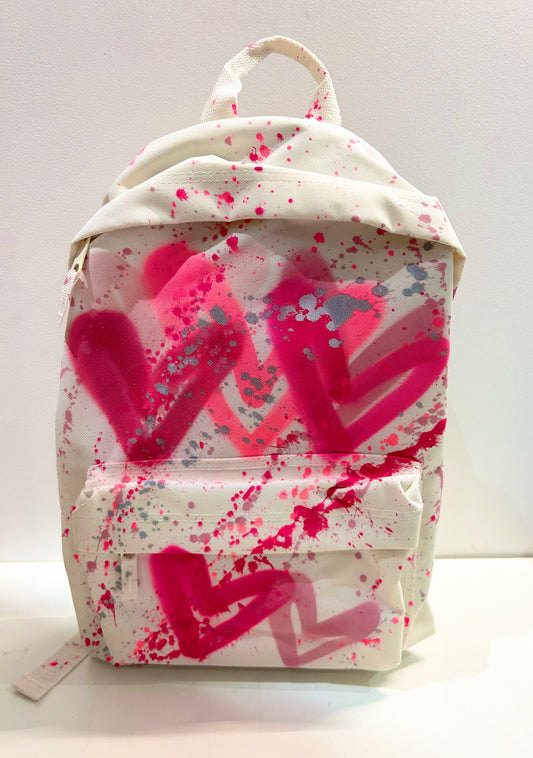 Pink Heart Sprayed Backpack