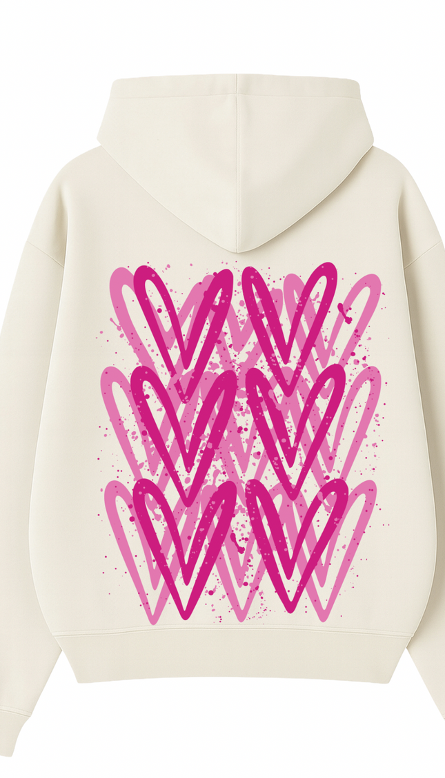 Hot Pink Heart Printed Hoodie – additional view