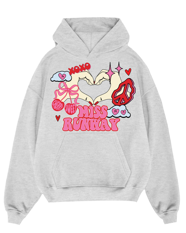 Miss Runway Heart Fingers Hoodie Adults