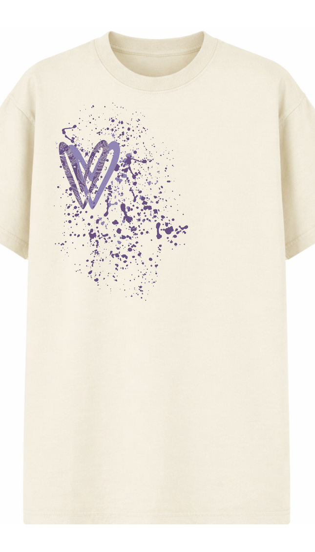 Lilac Paisley Heart Printed T-shirt – image 4