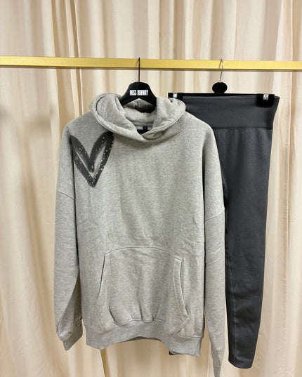 Grey Heart Spray Painted Grey Hoodie & Leggings Kids