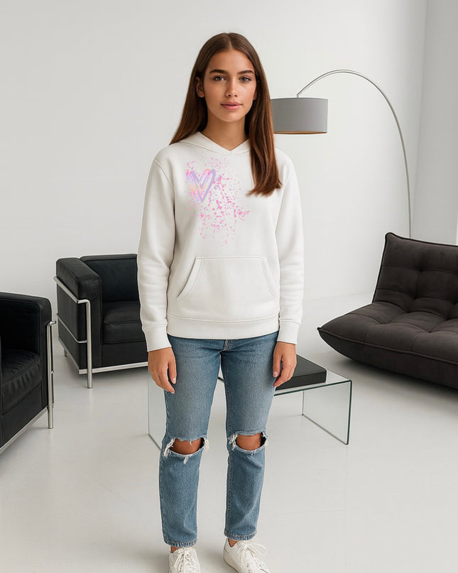 Pastel Leopard Heart Printed Hoodie