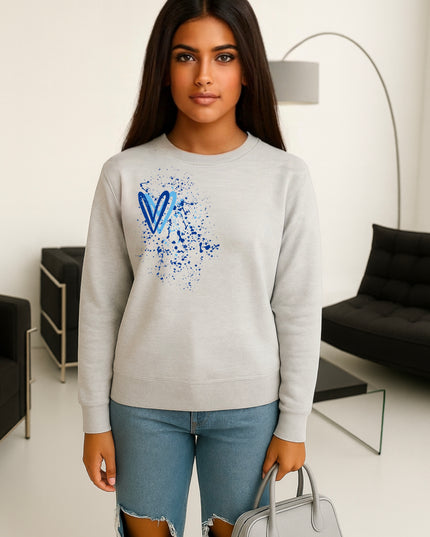 Royal Blue Heart Printed Sweatshirt