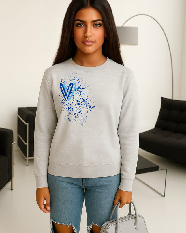 Royal Blue Heart Printed Sweatshirt