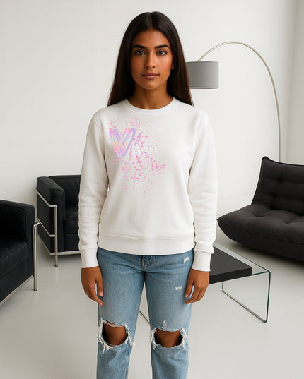 Pastel Leopard Heart Printed Sweatshirt
