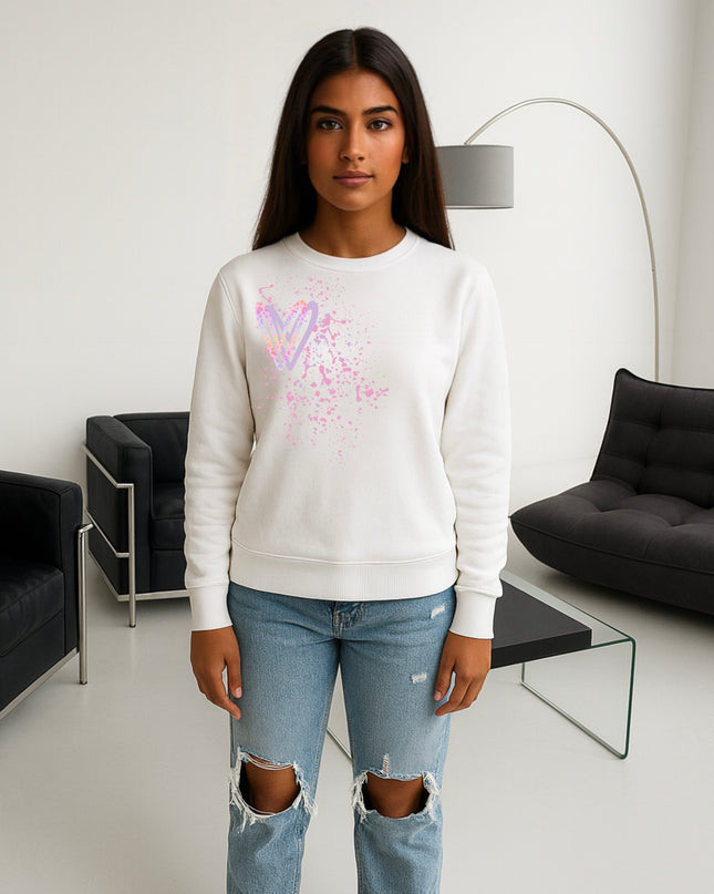 Pastel Leopard Heart Printed Sweatshirt