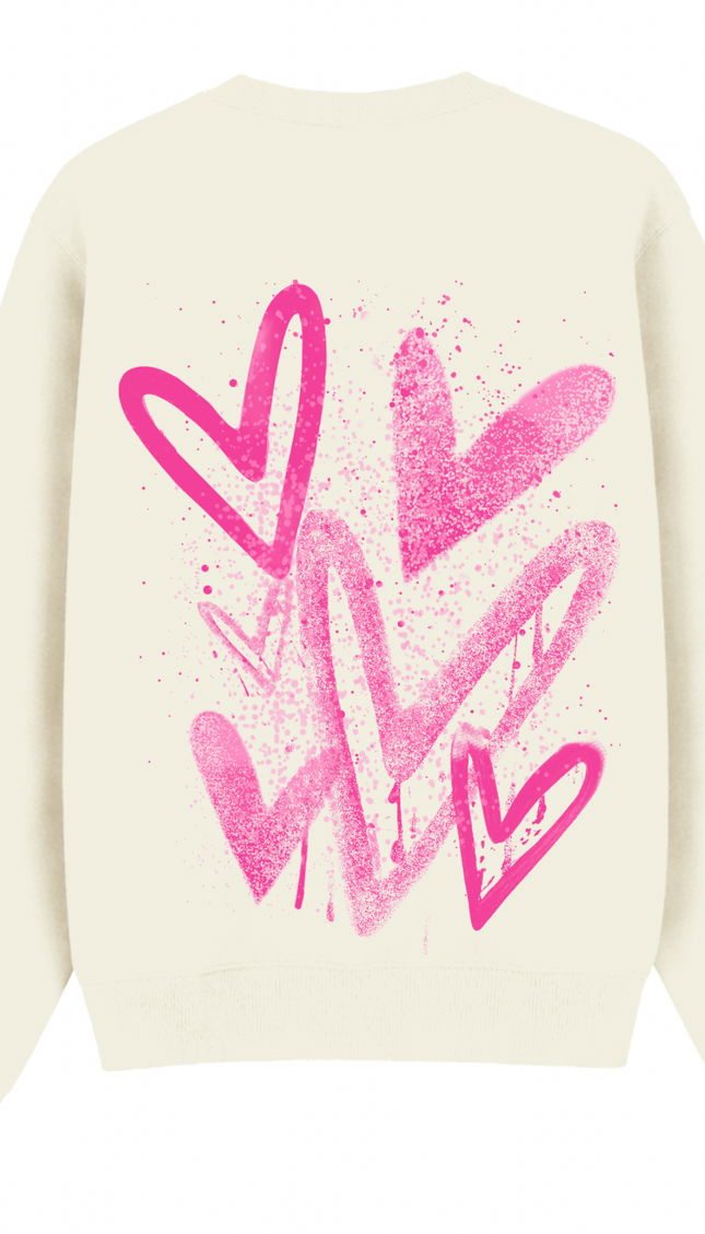 Hot Pink Scatter Heart Printed Sweatshirt – image 5