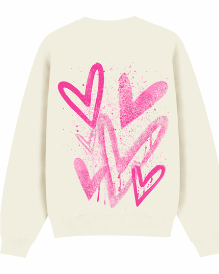 Hot Pink Scatter Heart Printed Sweatshirt Adults