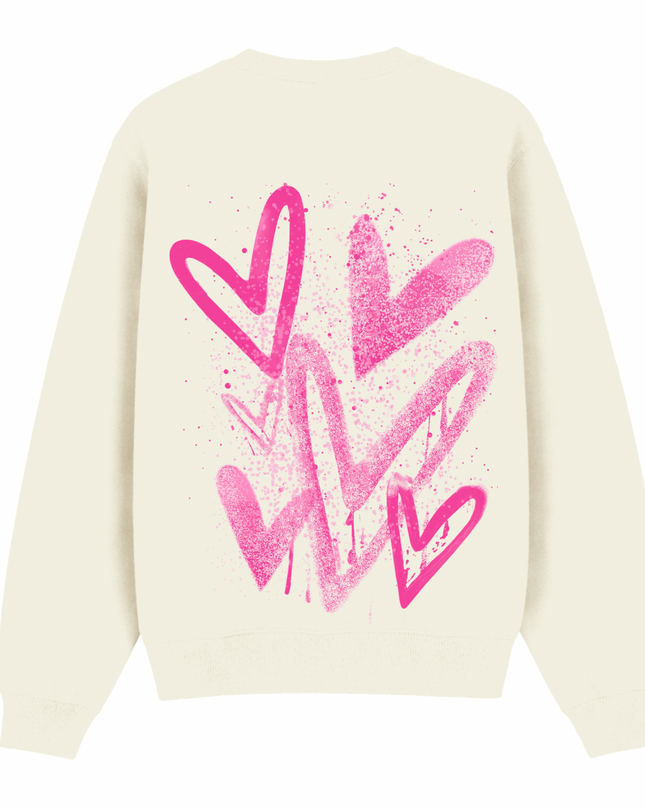Hot Pink Scatter Heart Printed Sweatshirt Kids