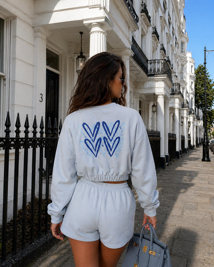 Royal Blue Heart Short Set