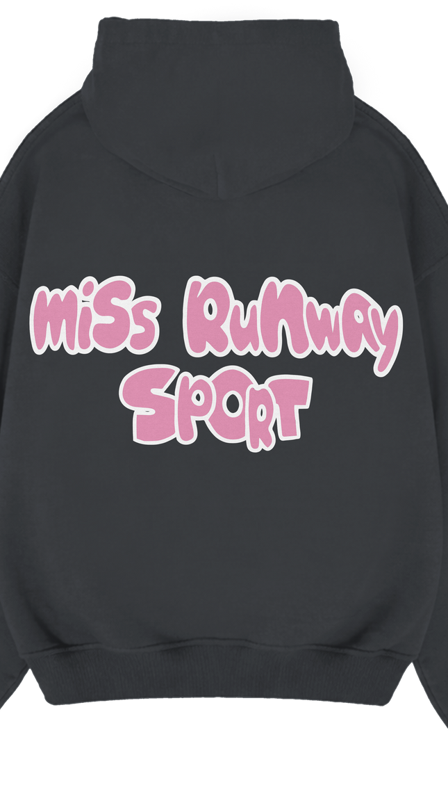 Miss Runway Sport Hoodie Charcoal/Pink – adult printed hoodie by Miss Runway