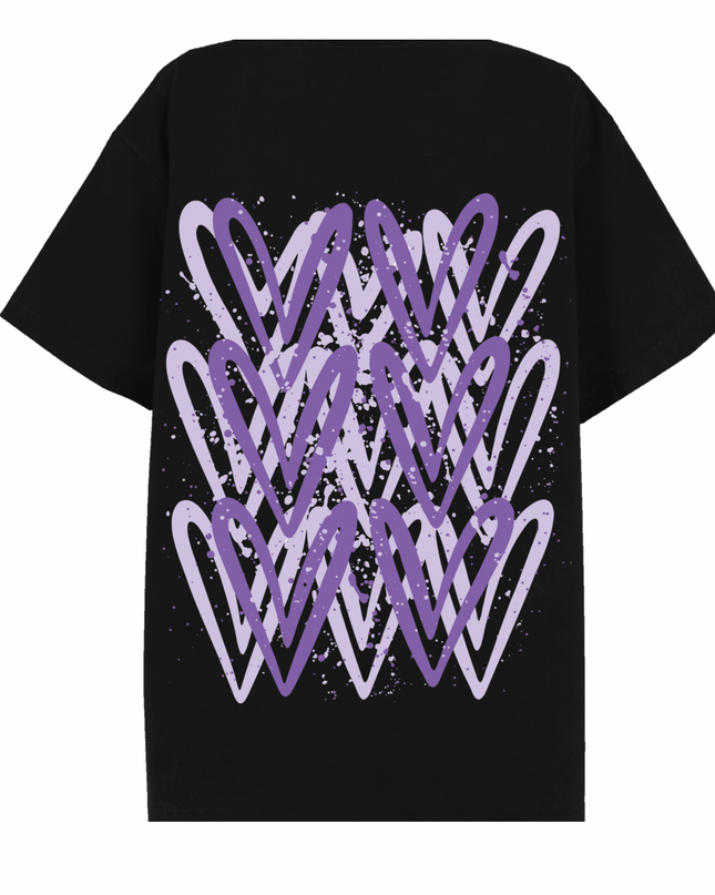 Lilac Heart Printed T-shirt Adult