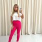 Fuchsia Pink Ribbed Leggings