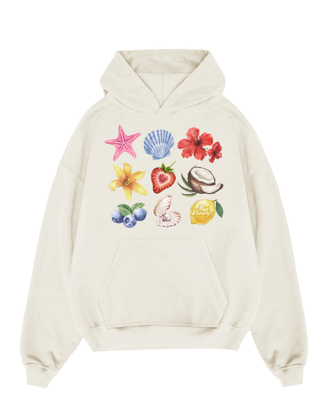 Seashell And Flowers Hoodie Adults