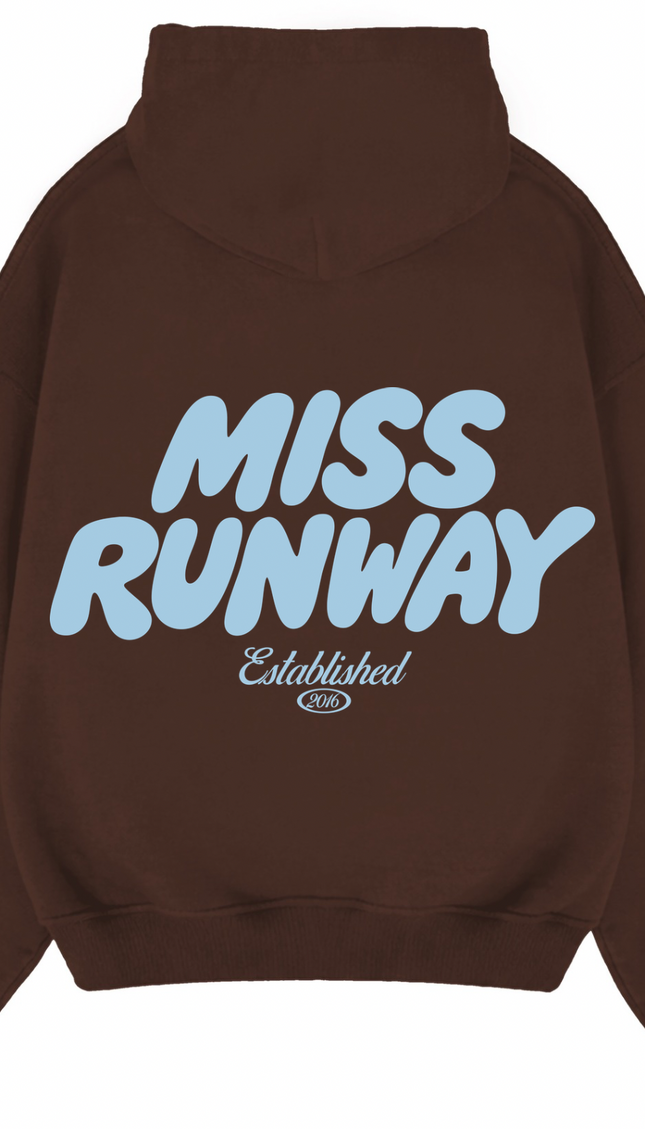 Miss Runway Established Hoodie Brown/Blue – adult printed hoodie by Miss Runway