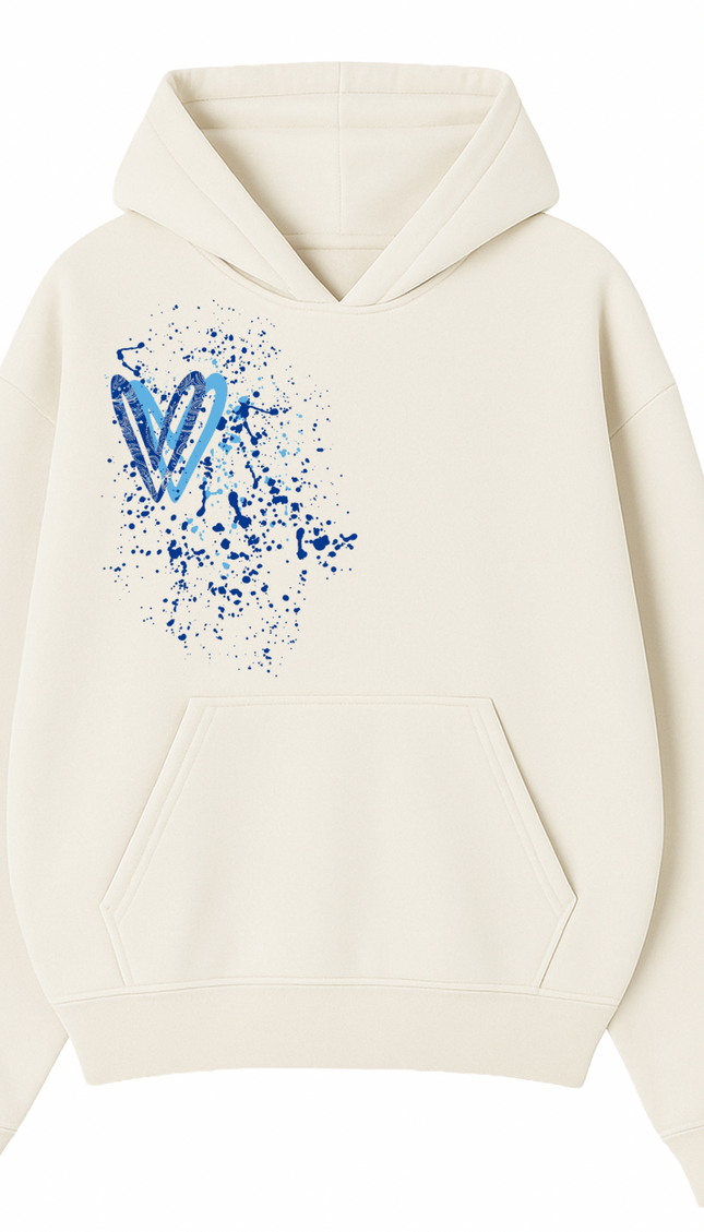 Royal Blue Paisley Heart Printed Hoodie – image 4