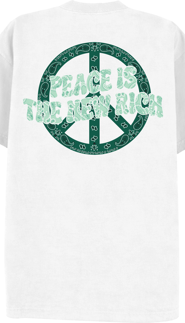 Peace Is The New Rich T Shirt – adult printed t-shirt by Miss Runway