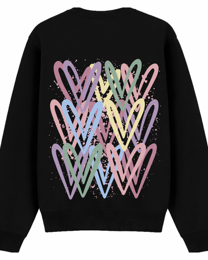 Dark Pastel Heart Printed Sweatshirt Adults