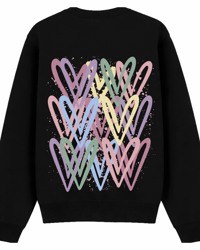 Dark Pastel Heart Printed Sweatshirt Kids