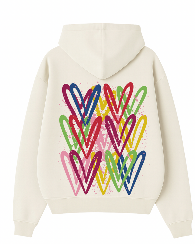Dark Multicoloured Heart Printed Hoodie Kids
