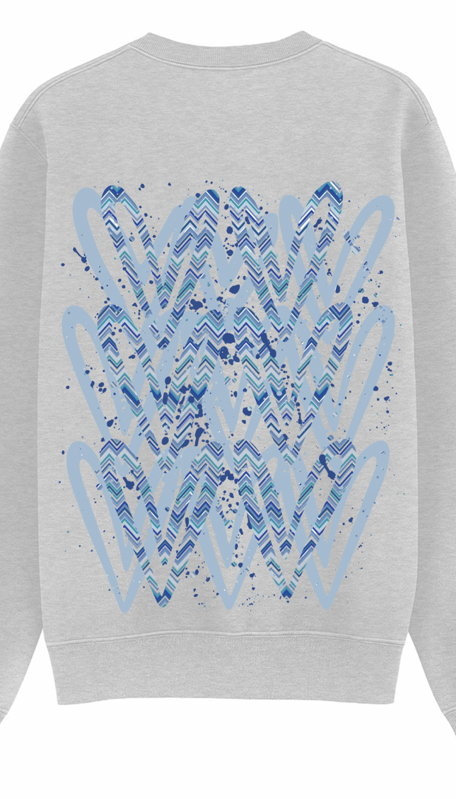 Blue Zig Zag Heart Printed Sweatshirt – image 9