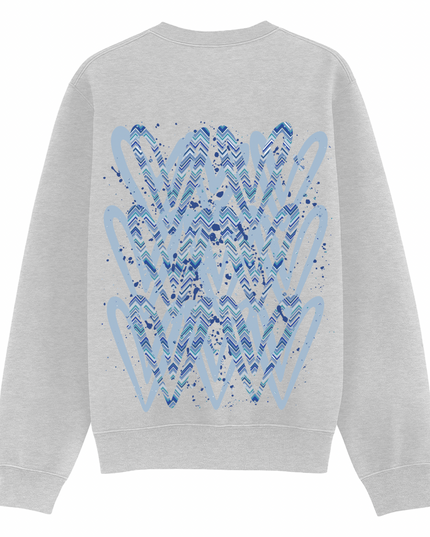Blue Zig Zag Heart Printed Sweatshirt Kids