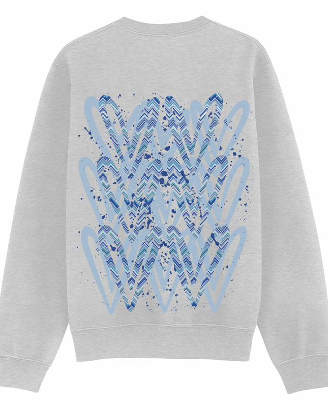 Blue Zig Zag Heart Printed Sweatshirt Kids