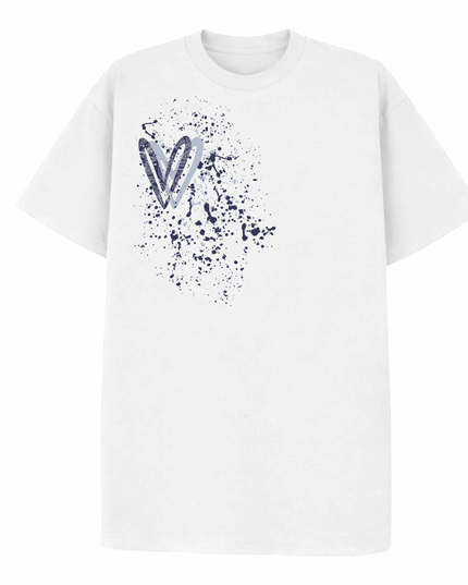 Navy Paisley Heart Printed T-shirt Adult