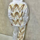 Cream/Beige Heart Sprayed White Hooded Tracksuit