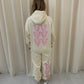 Pink Heart Graffiti Hooded Tracksuit Cream