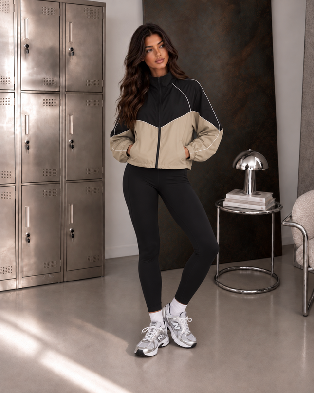 Black Contrast Windbreaker