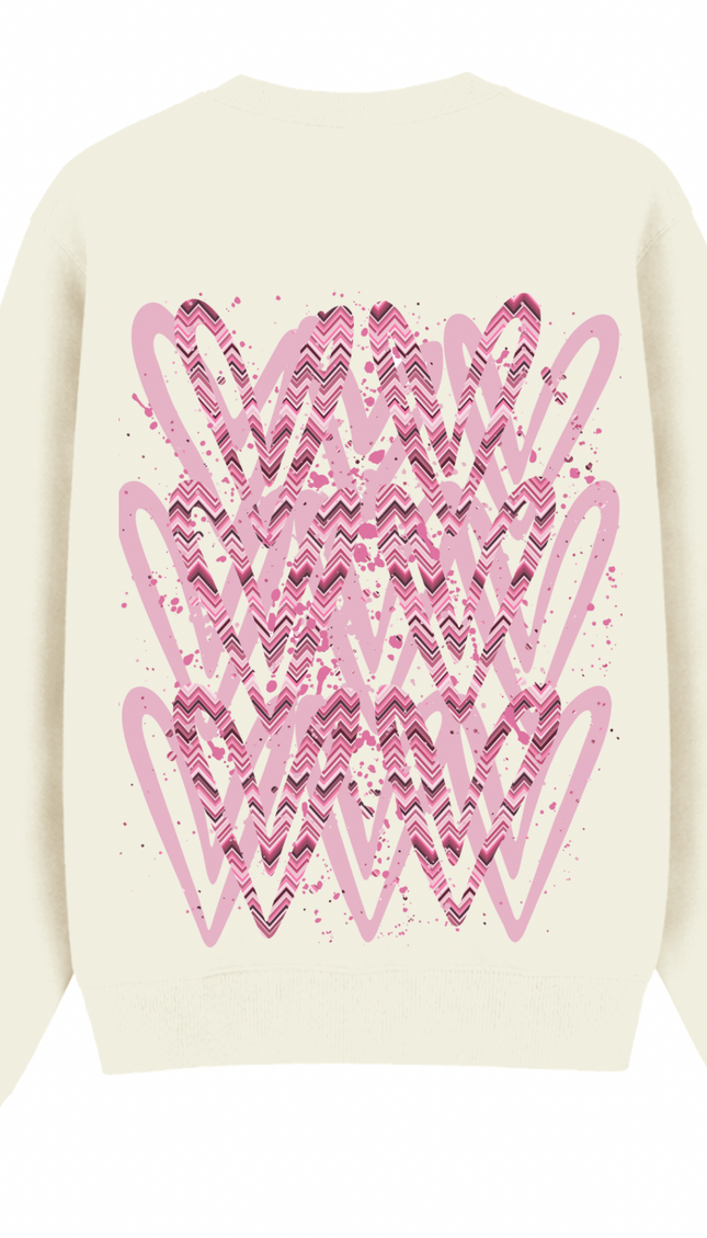 Pink Zig Zag Heart Printed Sweatshirt – image 5