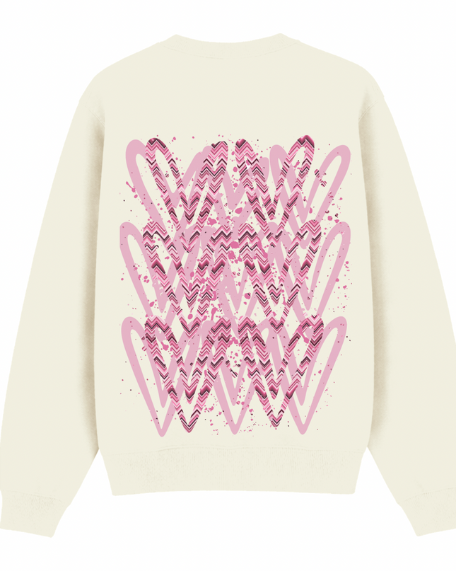 Pink Zig Zag Heart Printed Sweatshirt Kids