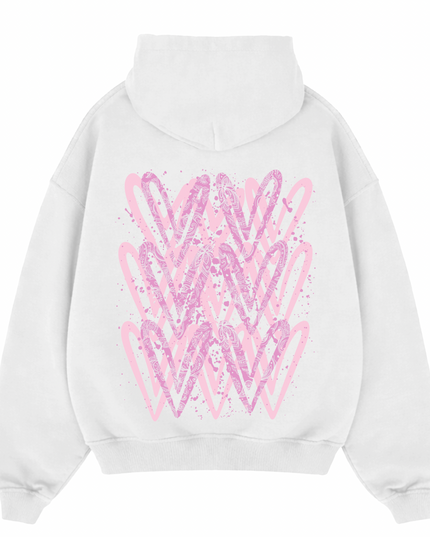 Pink Paisley Heart Printed Hoodie Adults