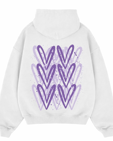 Lilac Heart Printed Hoodie Kids