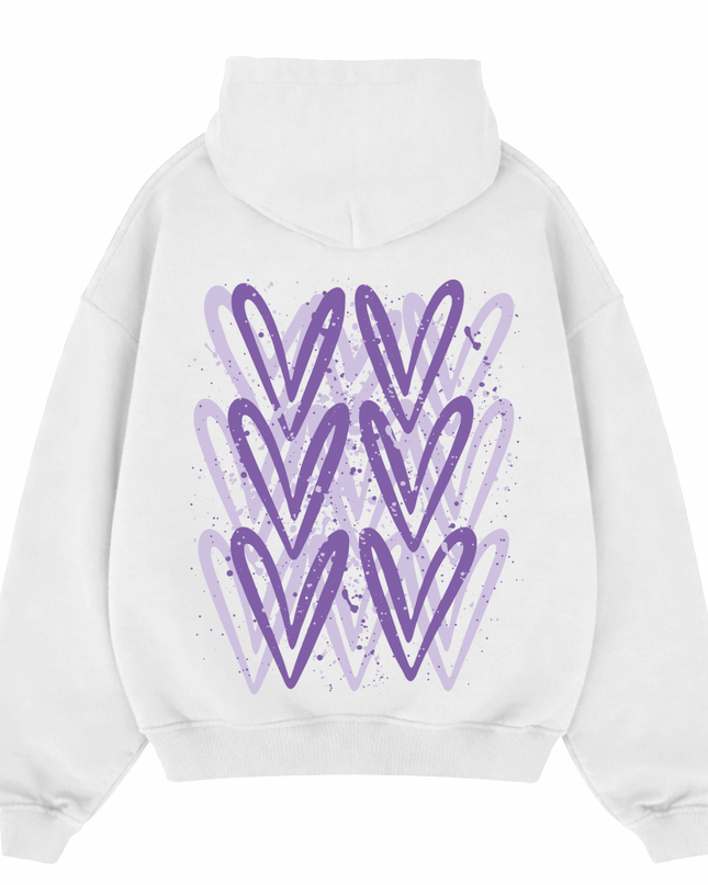 Lilac Heart Printed Hoodie Kids