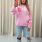 Peace & Love Graffiti Ruched Hoodie Pink