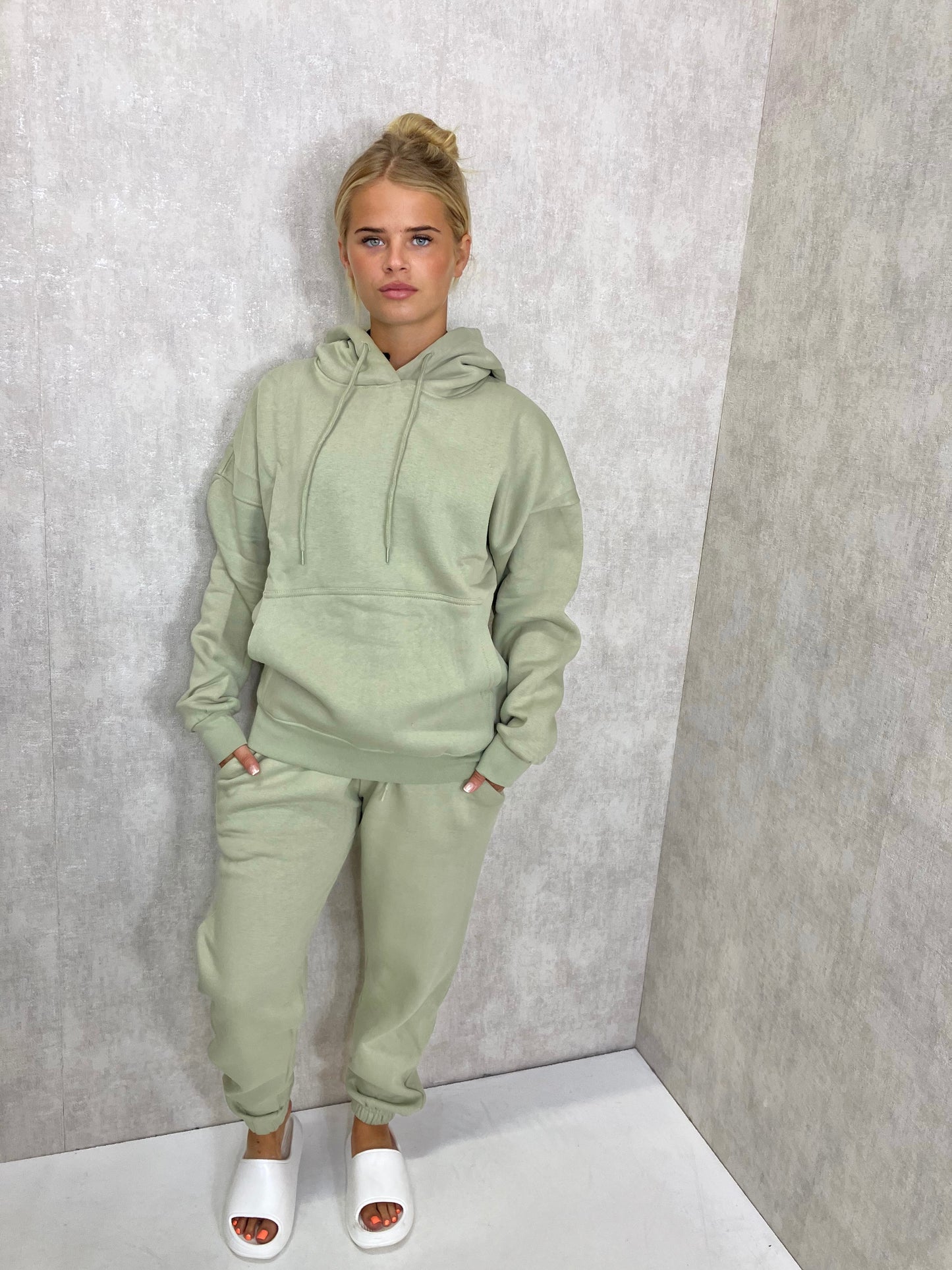 Oversized Hooded Tracksuit Sage Green