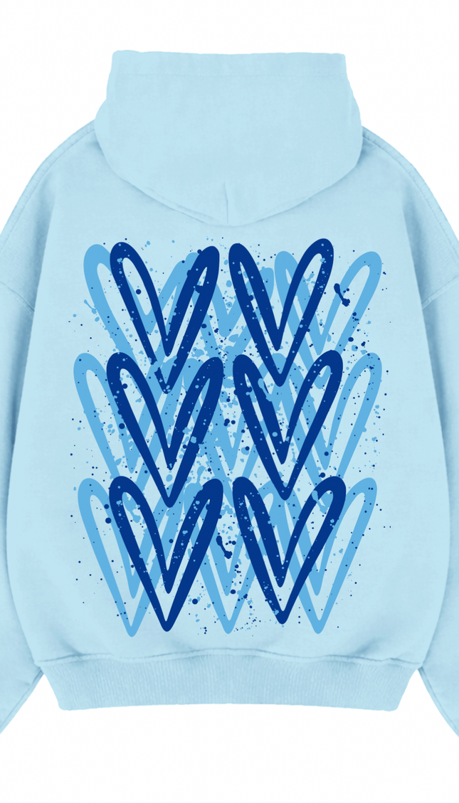 Royal Blue graffiti heart hoodie with spray paint effect print – women's hoodie by Miss Runway