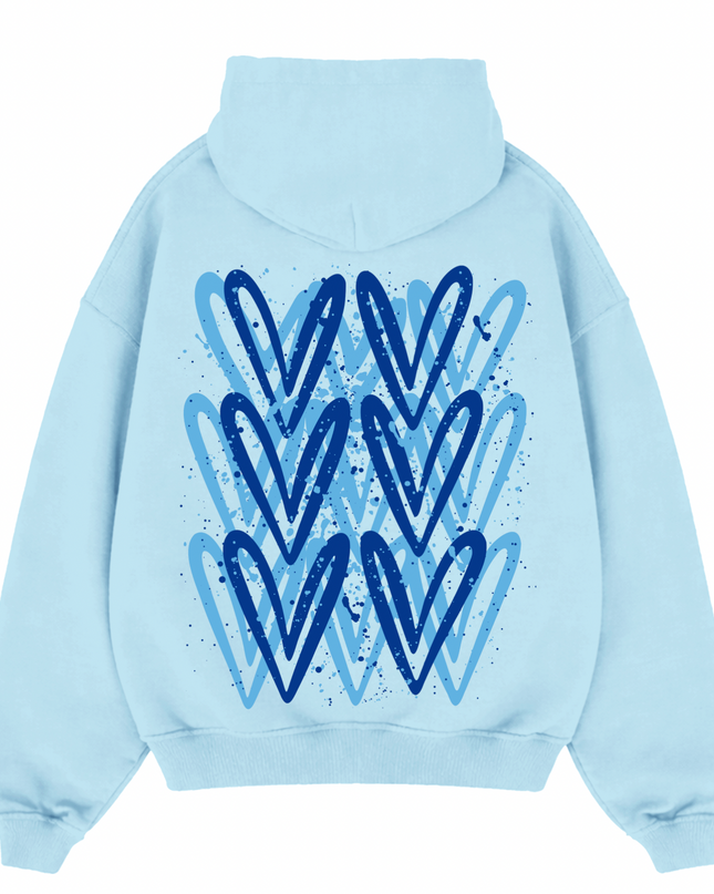 Royal Blue Heart Printed Hoodie Kids
