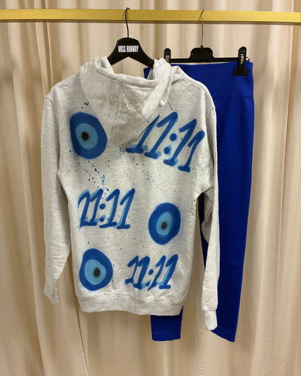 11:11 Spray Painted Zip Up Ash Grey Hoodie & Leggings Kids